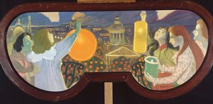 ナイトフェスティバル、1900年（ダンボールに油彩） 作： Théophile Alexandre Steinlen